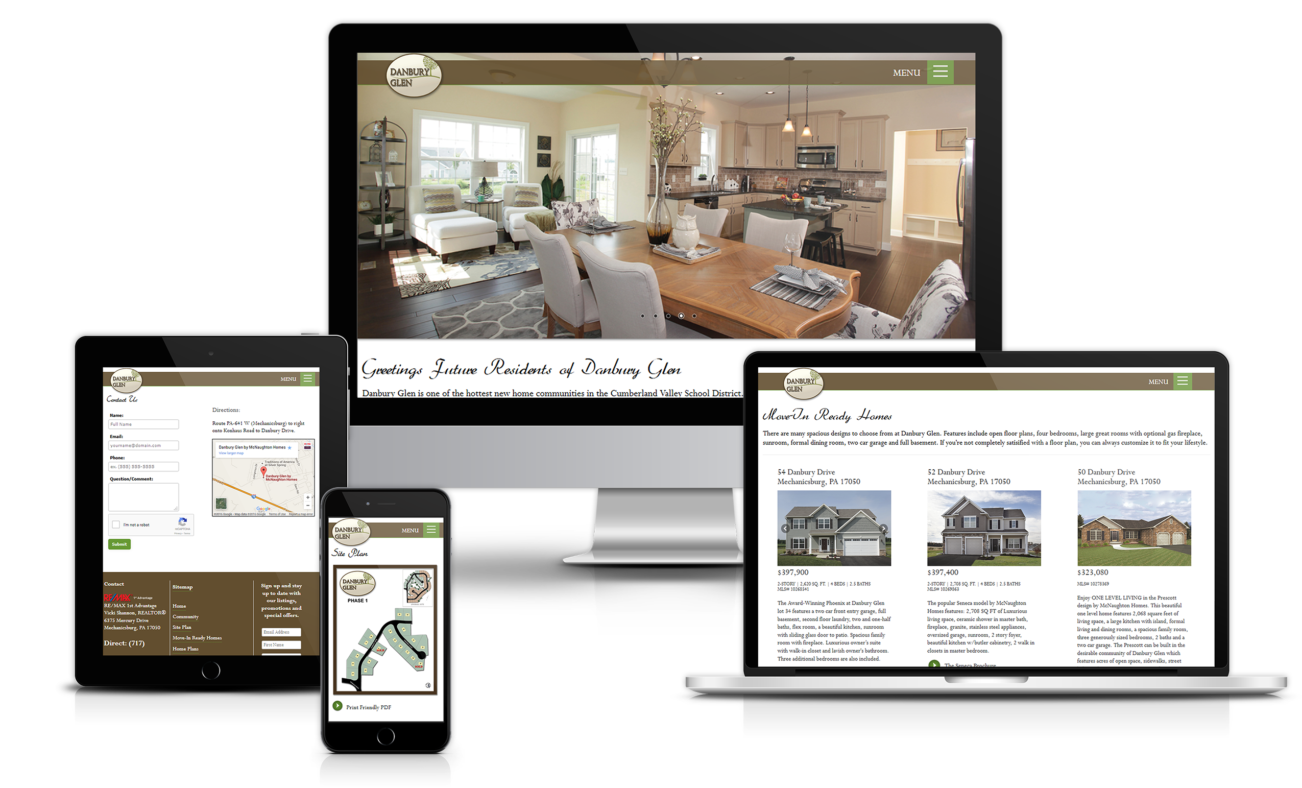 Danbury Glen website design, mechanicsburg pa home builder - HeadAche Designs