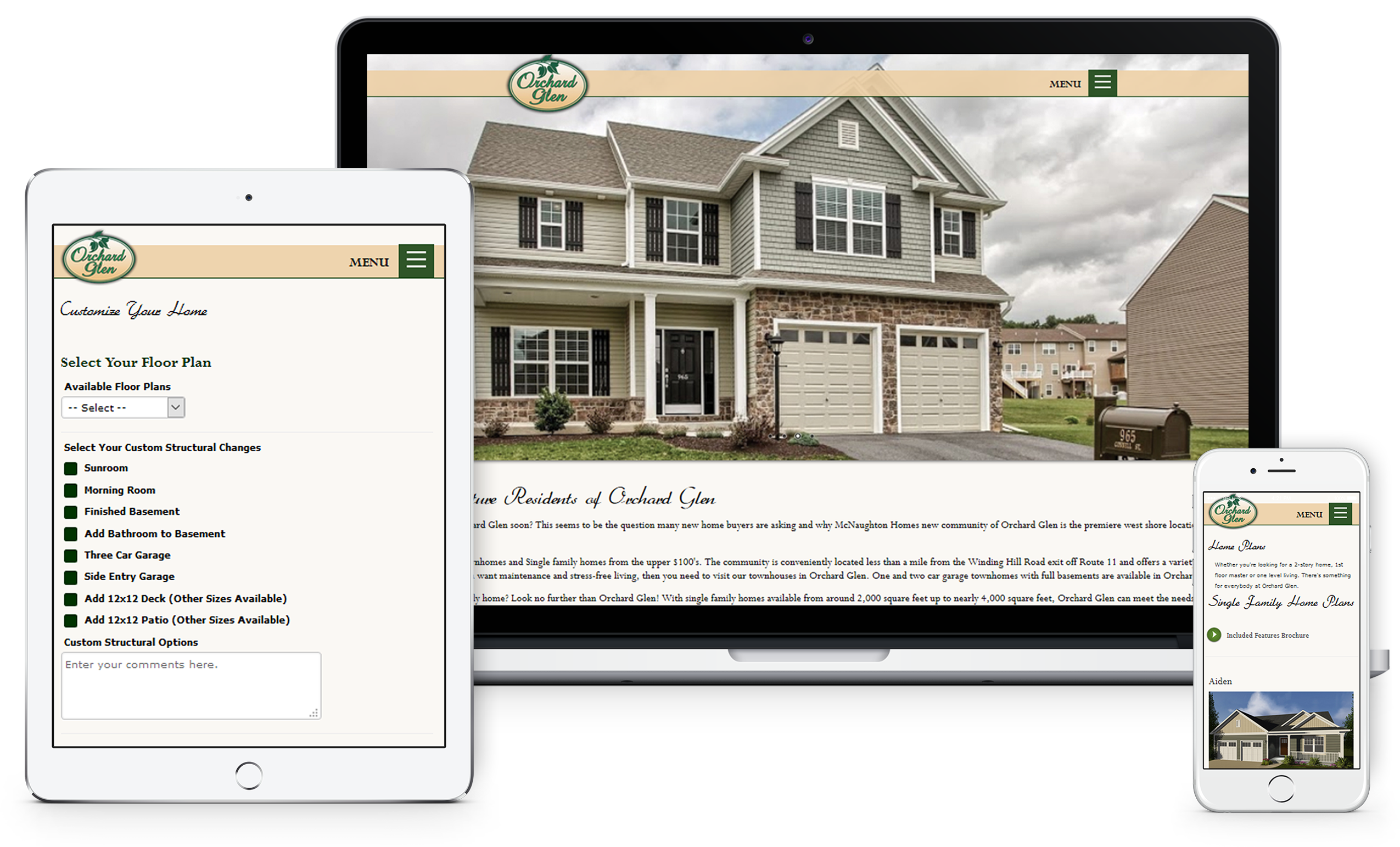 Orchard Glen website design, mechanicsburg pa home builder - HeadAche Designs